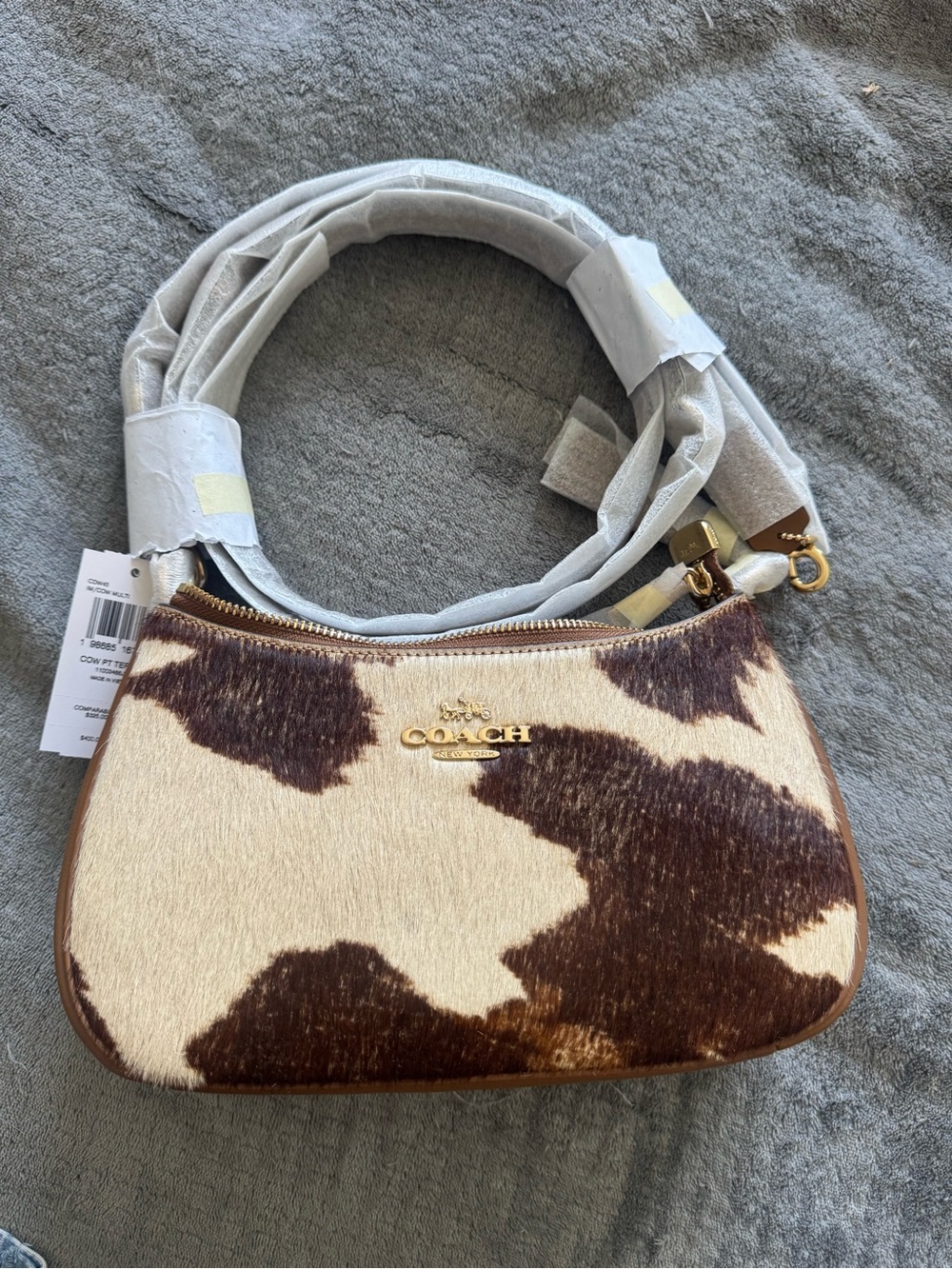 Coach Brown & Cream Cowhide Teri Shoulder Bag